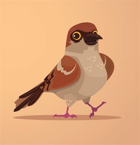 Premium Vector | Happy smiling cute sparrow character mascot flat cartoon illustration