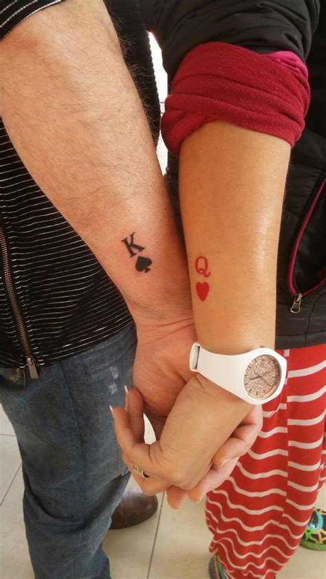 Small couple tattoo King & Queen | Queen tattoo, King queen tattoo, Small couple tattoos