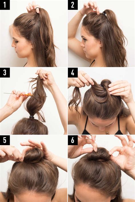 How To Tie Long Hair Into A Bun - howtocx