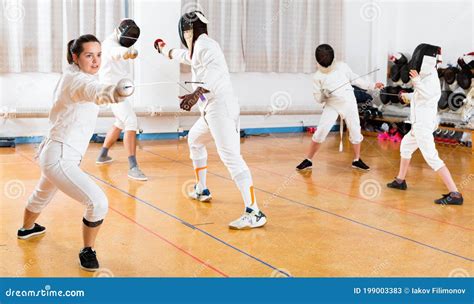 Young Woman Fencer Practicing Effective Fencing Techniques in Training Room Stock Image - Image ...