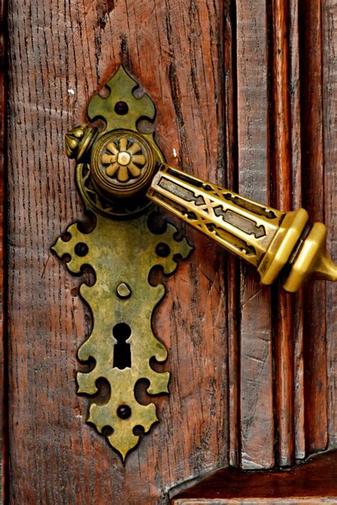 Free picture: baroque, brass, carpentry, entrance, front door, handle ...