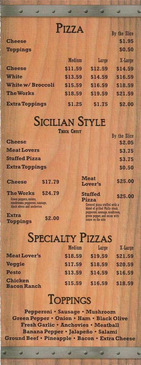 Menu at Parkway Pizza pizzeria, Cheyenne, E Lincolnway