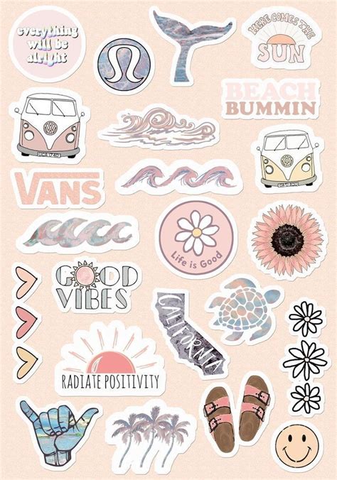 various stickers are arranged on a pink background with the words summer written below them