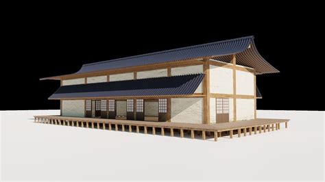 Japanese freestanding dojo | 3D model | Japanese buildings, Traditional building, Japanese dojo