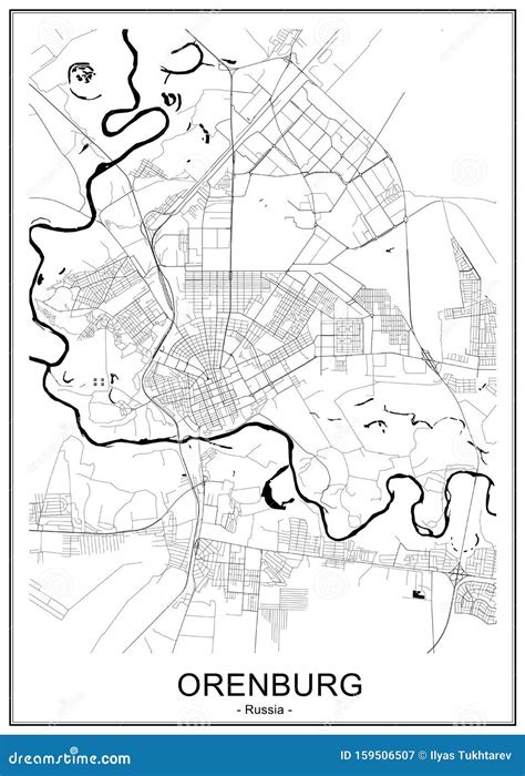 Map of the City of Orenburg, Russia Stock Illustration - Illustration of location, russia: 159506507