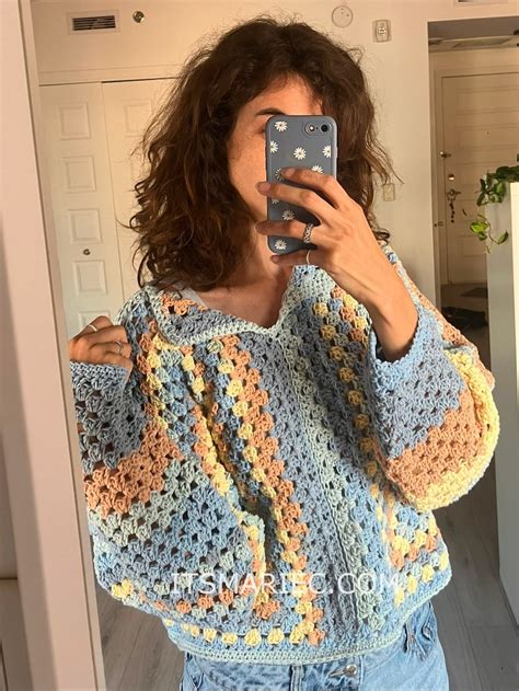 The Granny Hexagon Pullover Sweater Crochet Pattern - Etsy