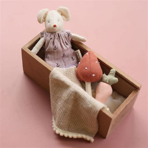 Little Meeps plush mouse in a sleeping Box