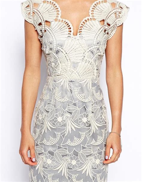 ASOS TALL Premium Pencil Dress With Seashell Scallop Lace | ASOS ...