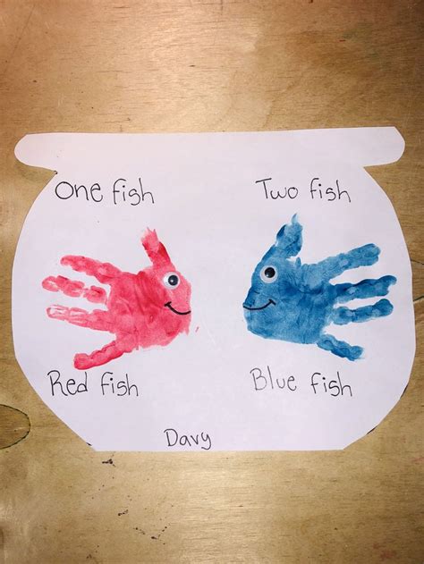 One fish two fish red fish blue fish handprint | Dr seuss crafts, One ...