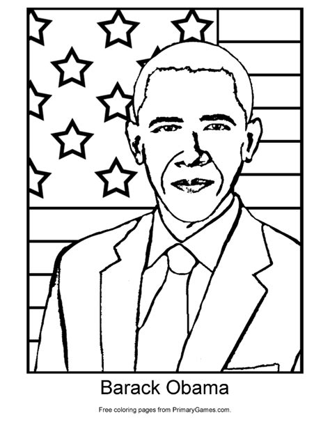 FREE Barack Obama Coloring Page printable. PRINT and COLOR President's Day PDF Coloring Books ...