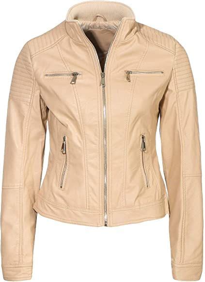 Malito Women Jacket Leatherette Biker Jacket Sakko Blazer 5179 (Beige, S) : Amazon.co.uk ...