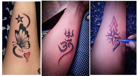 simple pen tattoo / tattoo at home / ghar pr khud se tattoo kaise ...