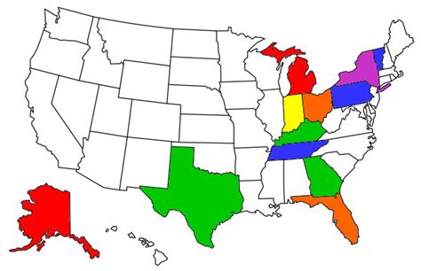 Map of States Visited, US State Map, USA Map with Color States, Color ...