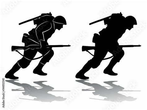 silhouette of a running soldier, vector draw Stock Vector | Adobe Stock