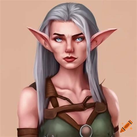 Female half elf farmer with unique features and a muscular build on Craiyon