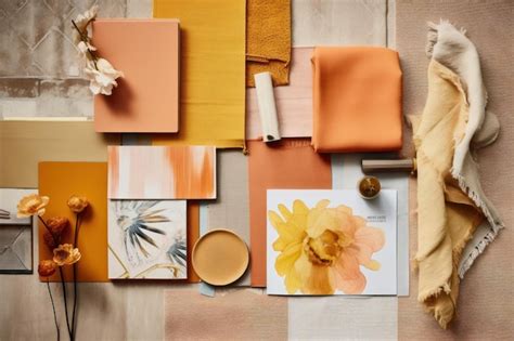 Premium Photo | Interior design mood board with fabric and paint swatches