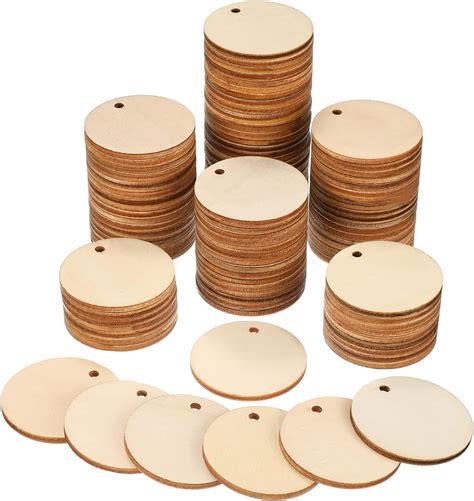 Amazon.com: 100 Pieces Unfinished Round Wooden Circles with Holes Round ...