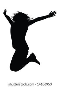 Casual Woman Jumping Joy Illustration Silhouette Stock Vector (Royalty Free) 14186953 | Shutterstock