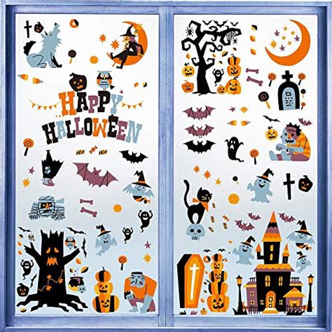 146 PCS Halloween Window Clings Decals for Window Glass Decorations ...