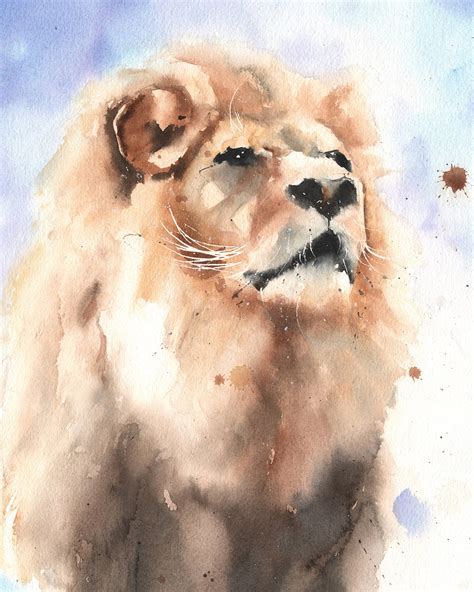 Lion Painting Watercolor Art Print by Eric Sweet - Etsy