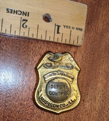 1940s VINTAGE DEPUTY CORONER BADGE, MADISON COUNTY, ILL. S.G. ADAMS ST ...