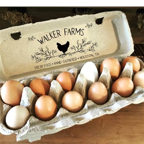 Chicken Egg Carton Stamp Personalized 6 Egg Carton Farmhouse | Etsy