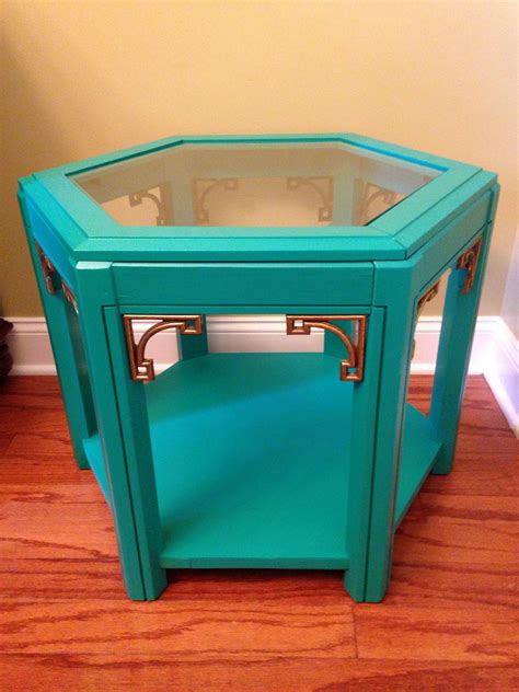 Vintage end table finished in emerald green | End tables, Trash can ...