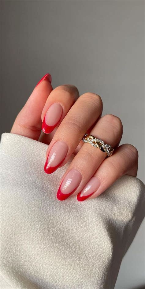 40 Stylish French Tip Nails for Any Nail Shape : Red French Tip Nails I Take You | Wedding ...