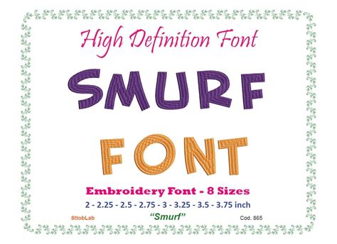 Smurf Embroidery Font 8 Size - Etsy