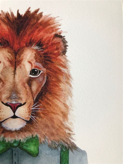 Watercolor Lion Art Print Nursery Wall Art Funny Lion | Etsy