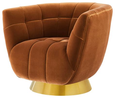 Hanna Velvet Swivel Chair -Rust - Contemporary - Armchairs And Accent ...