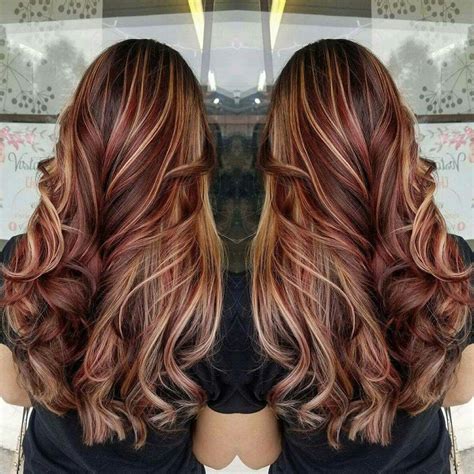 Brown Hair With Red And Blonde Highlights - Hairstyle Guides
