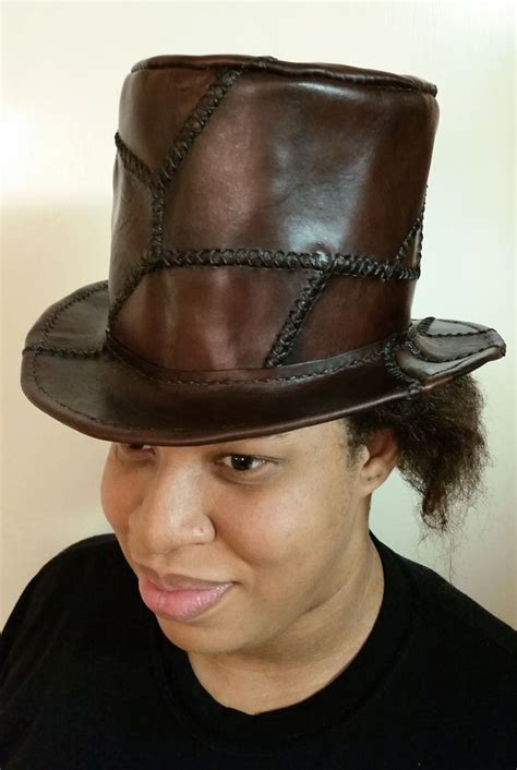 Patchwork Leather Top Hat 3/4 view by DanTheLefty on DeviantArt