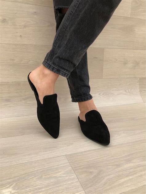 Black Suede Mules - Women's Leather Shoes