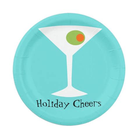 Holiday Cheers Martini Paper Plates 2023