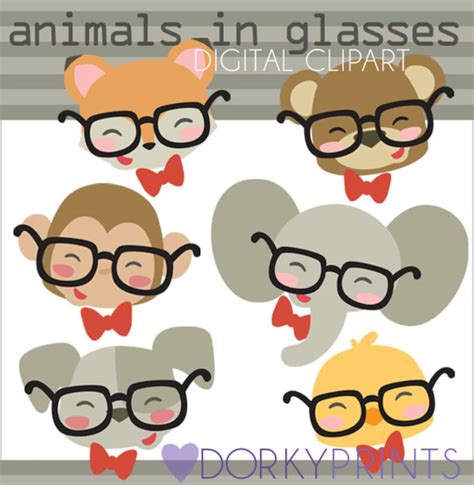 Animal Clipart Animals in Glasses personal and Limited - Etsy