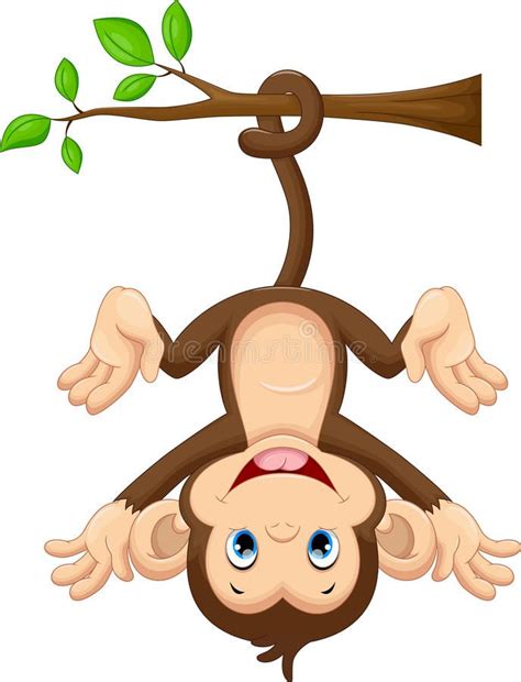 Cute baby monkey hanging on tree vector illustration | Cute baby monkey ...