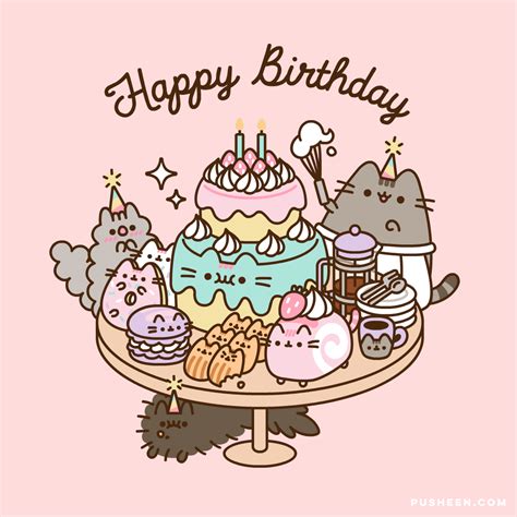Pusheen Happy Birthday, Happy Birthday Art, Birthday Gif, Happy Birthday Doodles, Cute Animal ...