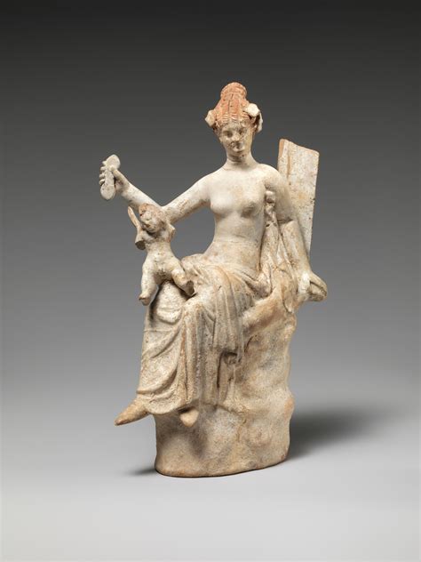 Terracotta statuette of Aphrodite and Eros | Greek, South Italian | Hellenistic | The ...