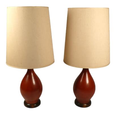 Oxblood Ceramic Table Lamps - 20c Design
