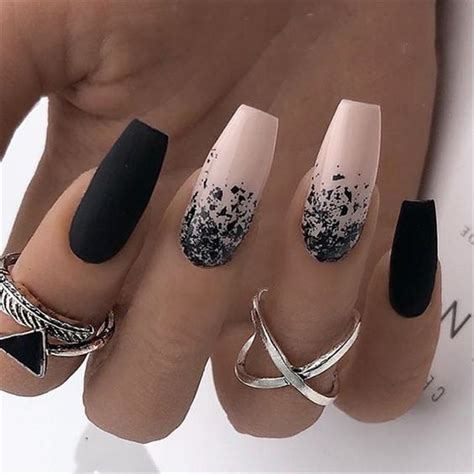 Black white acrylic coffin nail ideas are timeless classics : r/Nails