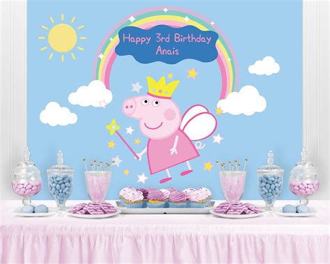 PEPPA PIG Inspired Backdrop Peppa Pig Personalized Birthday | Etsy