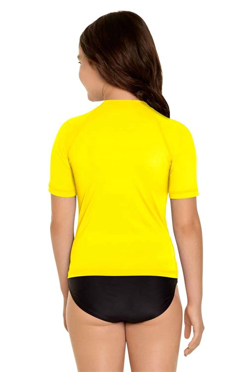 Girl's Short Sleeve Rash Guard - Yellow - Wet Effect, Inc.