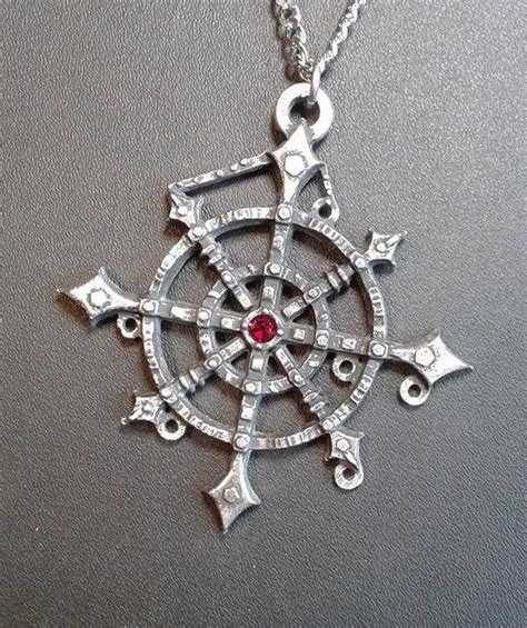 Large chaos star pendant with garnet or other gemstone Antique Finish, Star Pendant, Star ...