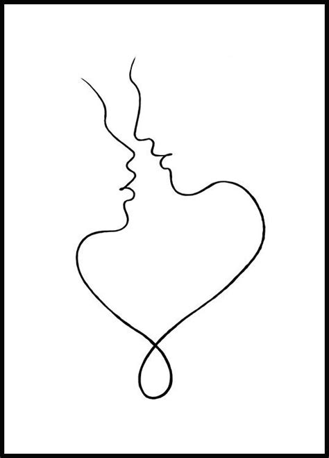 Almost kiss poster - Love posters online - Posterstore.com | Line art ...