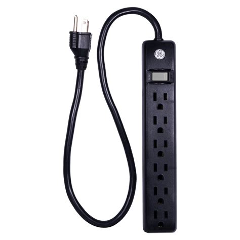 GE 6 Outlet Power Strip, 2 ft Extension Cord, Black - 14831 - Walmart.com