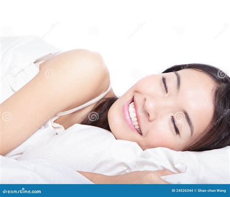 Woman Sleeping on the Bed in the Morning Stock Photo - Image of happy ...