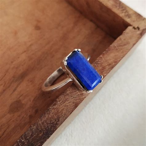 Natural Lapis Lazuli Ring 925 Sterling Silver Ring Octagon | Etsy