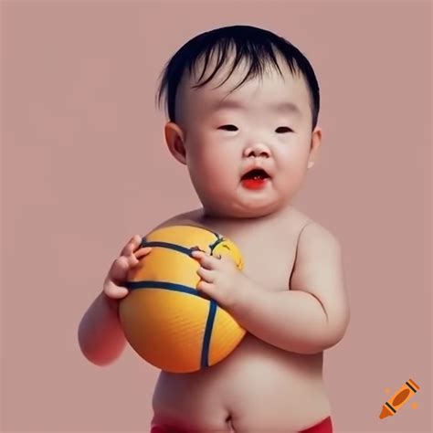 Chinese baby playing sports