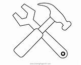 Hammer And Wrench Coloring Page For Kids  Free Hardware Tools sketch template